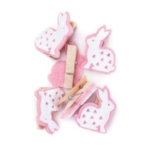 Klamerka drewniana dpCraft Filc Królik różowy, 1szt